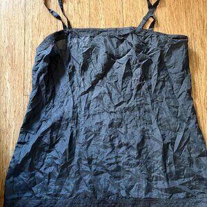 EILEEN FISHER Camisole Top Size SMALL 100% Silk Gray Camisole Lace Trimming